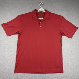 Tiger Woods Polo Shirt Mens Medium Red Nike Dri Fit Performance Stretch Golf